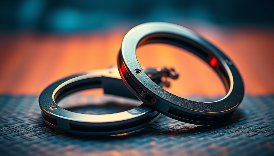 Metal handcuffs on a surface, symbolizing crime news