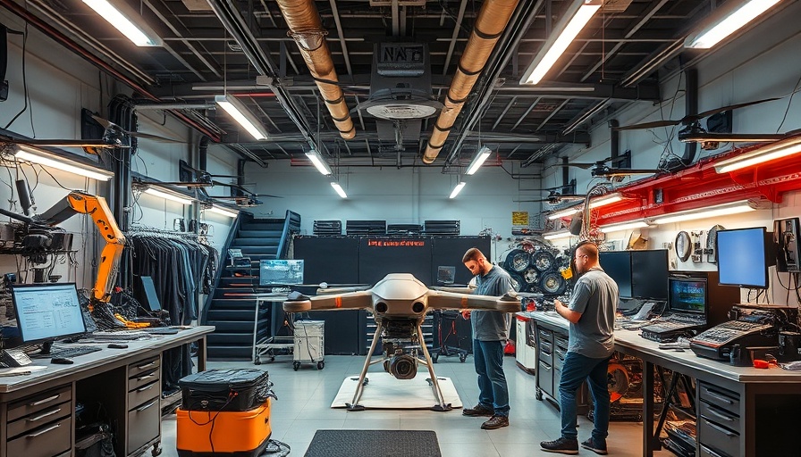 Collin College Drone Maintenance Center with technicians working.
