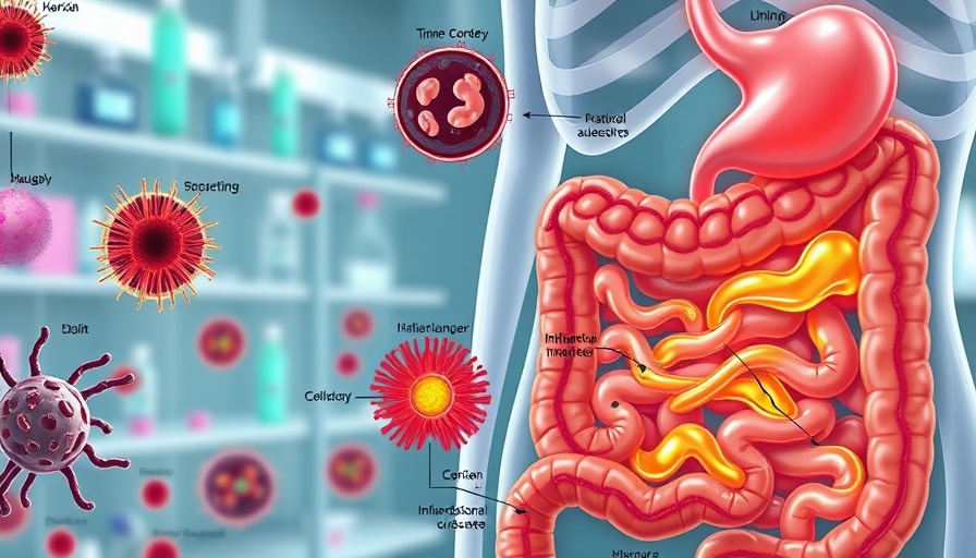 Illustrative diagram of inflammatory bowel disease mechanisms, scientific view.