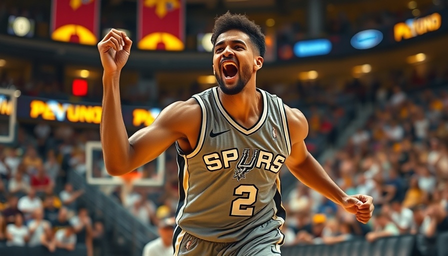 San Antonio Spurs player celebrates victory over Raptors.