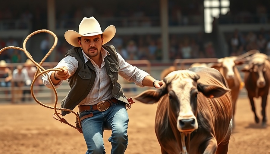 Houston Rodeo 2025, cowboy lassoing calf in arena