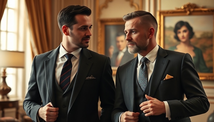 Two men in suits having a serious discussion, breaking news.