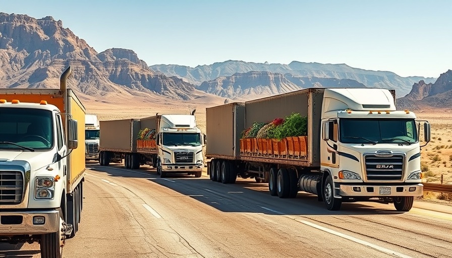 Cargo trucks with produce illustrating US-Mexico trade war