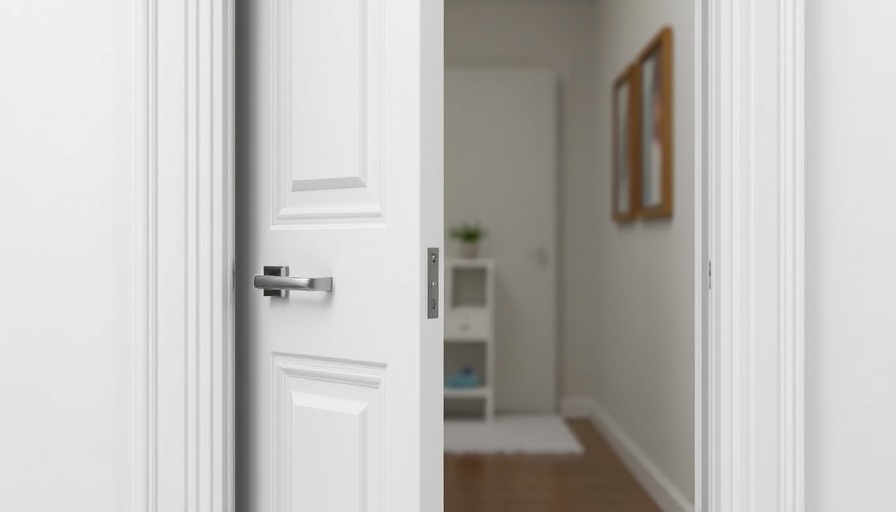 Inviting white door opening into a serene space in supportive housing in Dallas.