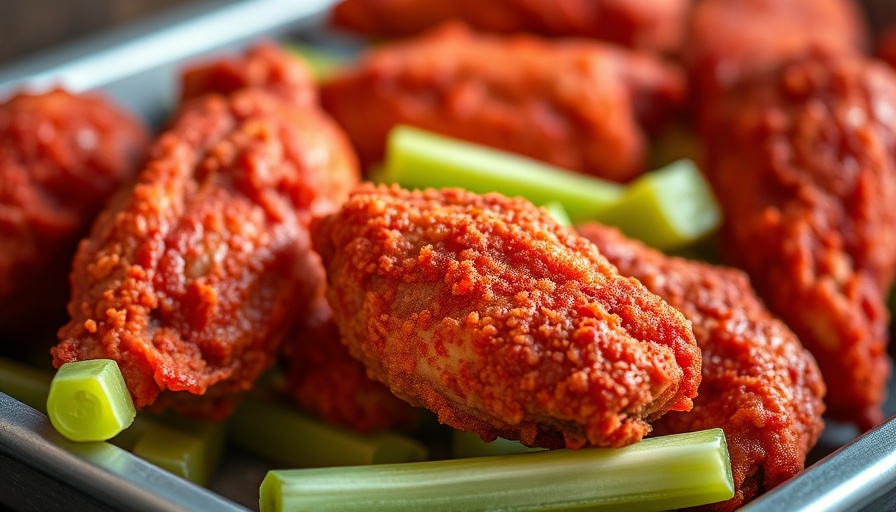 San Antonio dining: Red breaded chicken wings with celery.