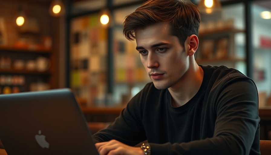 Young man looks pensive at laptop amid consumer confidence drop to 12-year low.