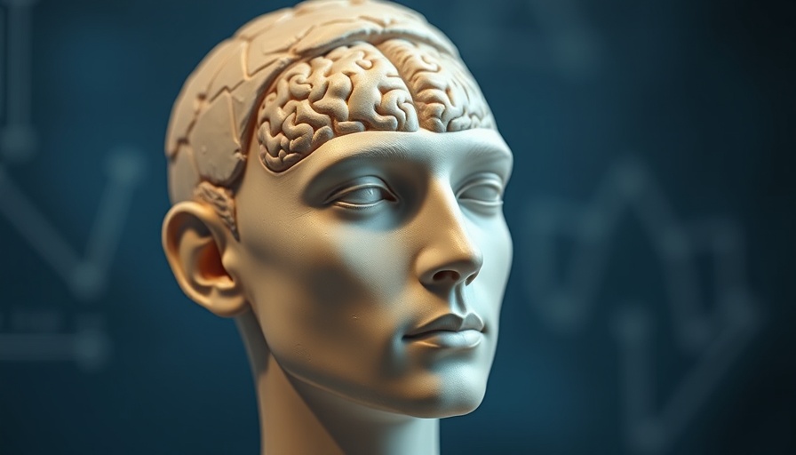 Sculpture of a face showing brain, serene, scientific exploration.