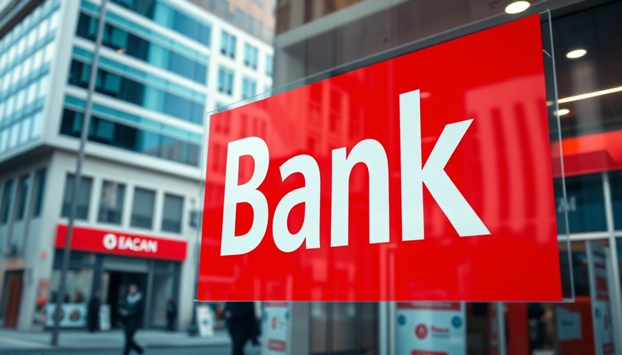 Urban reflection scene featuring a bank sign, health and wellness keyword unrelated