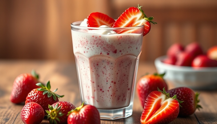 Viral Food Trends: Strawberry and yogurt smoothie in glass.