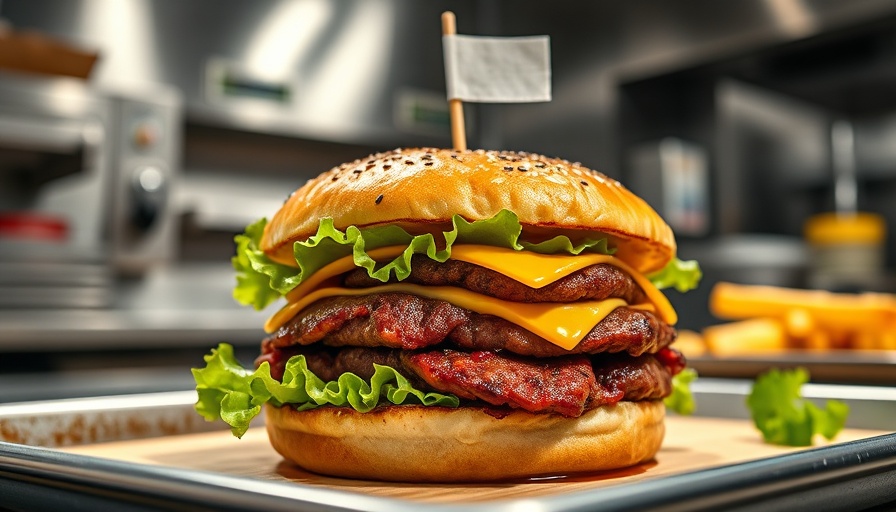 Delicious beef burger with a flag toothpick at Trump Burger Kemah.