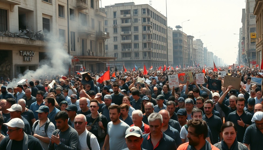 Massive anti-Hamas protest in Gaza amidst rubble.