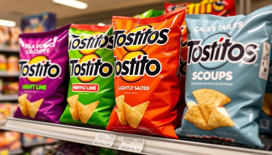 Colorful Tostitos chip bags on store shelf amid Frito-Lay Tostitos recall.