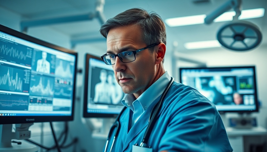 Medical professional monitoring patient data in clinical setting.