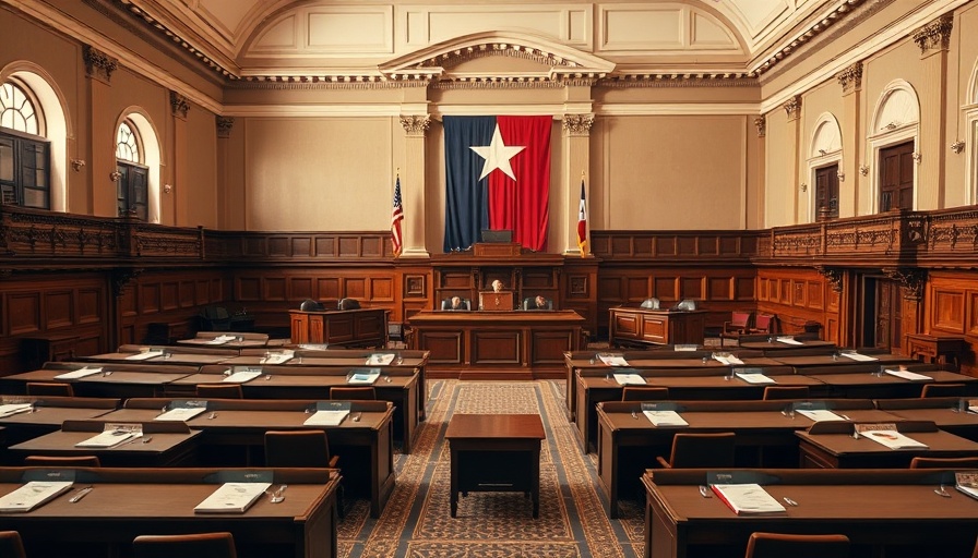 Texas Senate chamber with legislative documents on desks for school discipline policies.