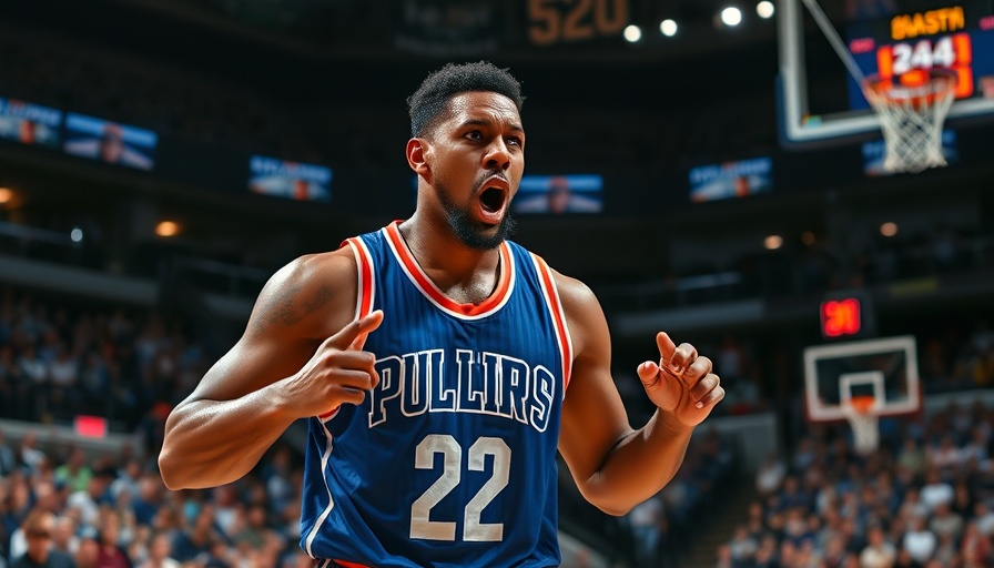Knicks player gesturing intensely in a crowded basketball arena.