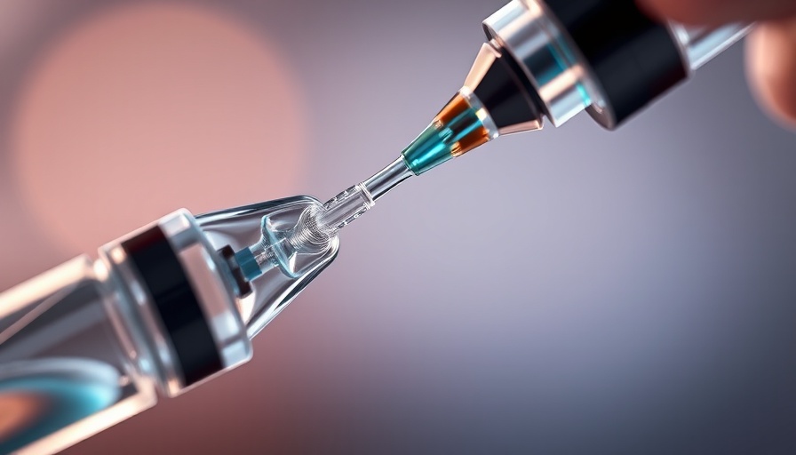 Close-up syringe drawing vaccine from vial