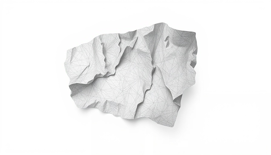 Abstract gray shape with white outlines.