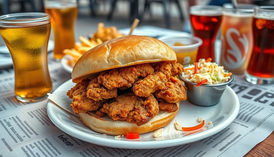 Tasty fried chicken sandwich at San Antonio food festival.