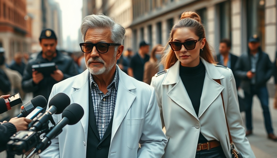 Stylish individuals interacting in urban setting.