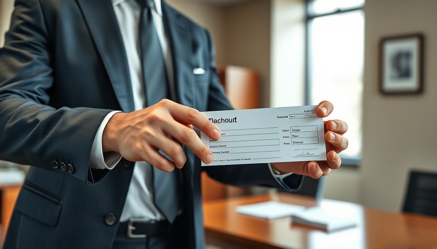 Businessperson handing a paycheck, symbolizing Houston minimum wage increase.