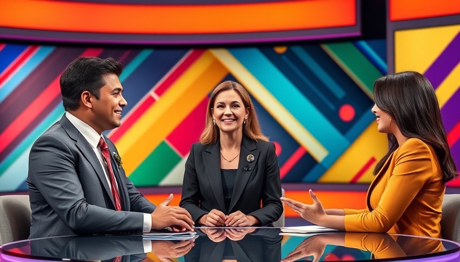 TV hosts discuss San Antonio weekend events in a colorful studio.