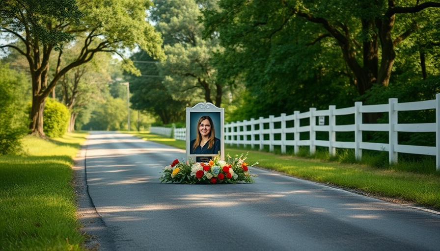 Fort Bend County hit-and-run memorial with a portrait photo.