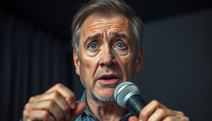 Middle-aged man discussing industrial starch health risks in a dim setting.