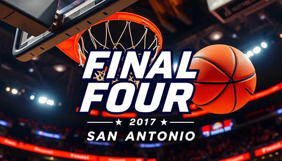 Basketball hoop with Final Four San Antonio logo overlay