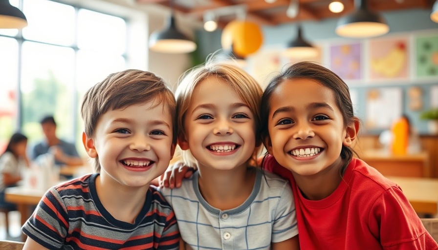 Joyful children at Houston family restaurant entertainment concept.