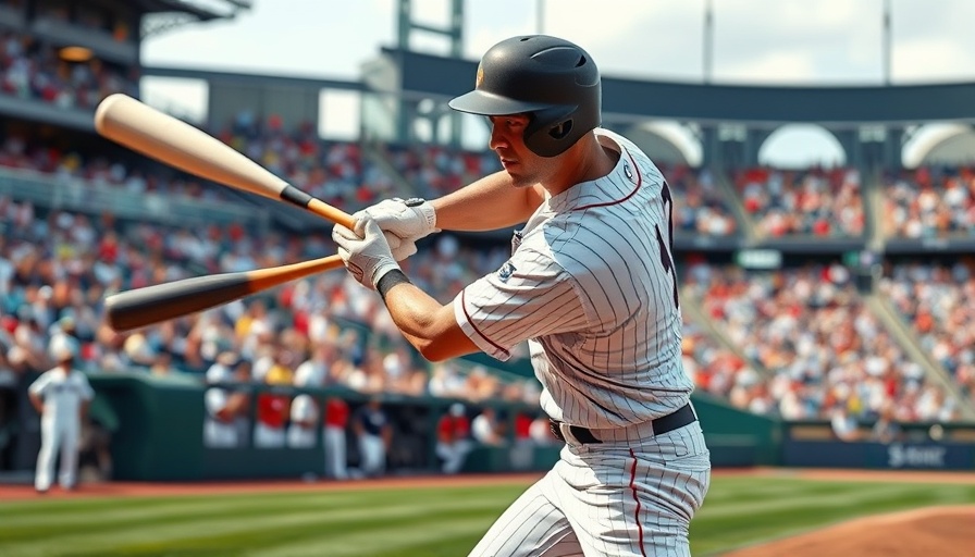 Yankees player swing, intense action, stadium crowd.