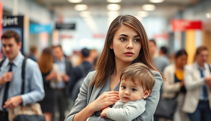 Professional mother holding toddler, remote voting for new moms context