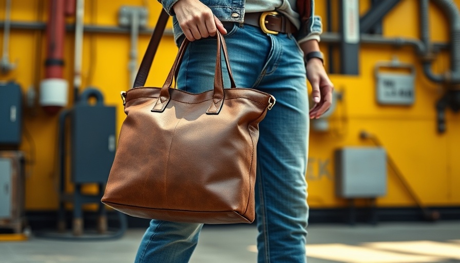 San Antonio luxury leather goods featuring brown bag by yellow backdrop.
