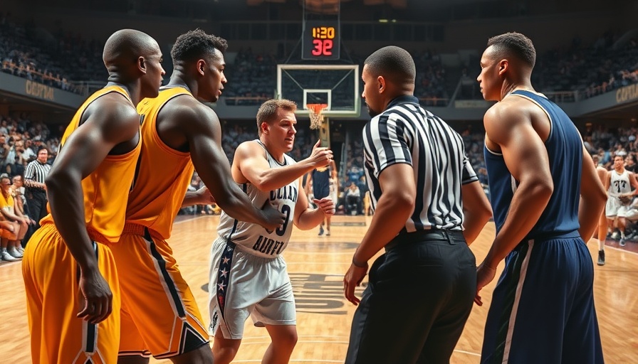 Intense NBA player confrontation mid-game, potential suspensions scene.