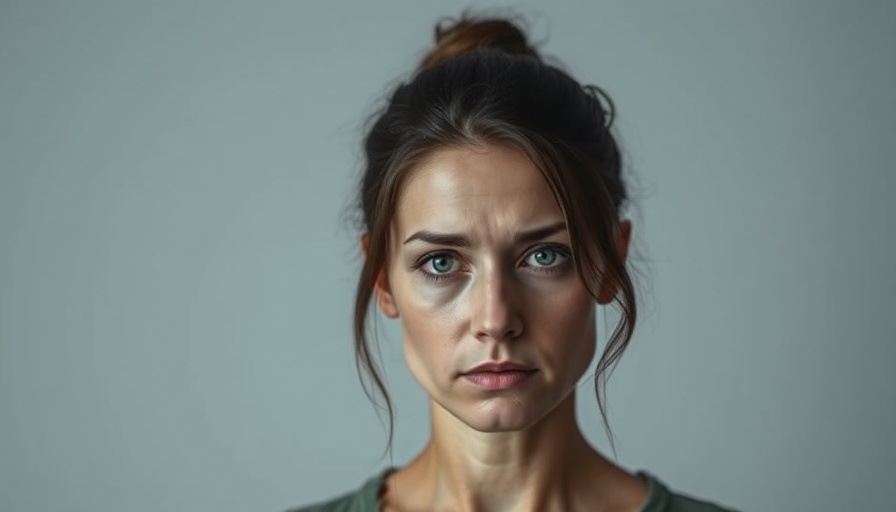 Somber woman facing camera with neutral expression.