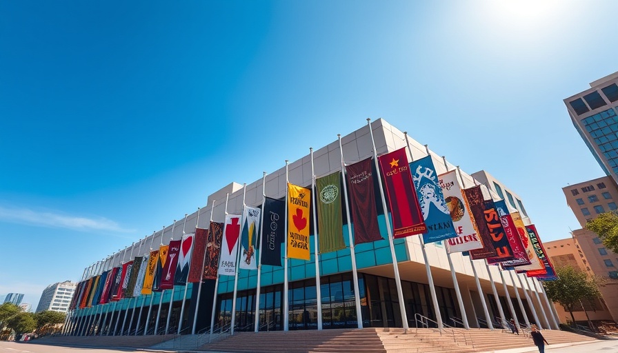University of Texas Institute of Texan Cultures building in San Antonio with banners.