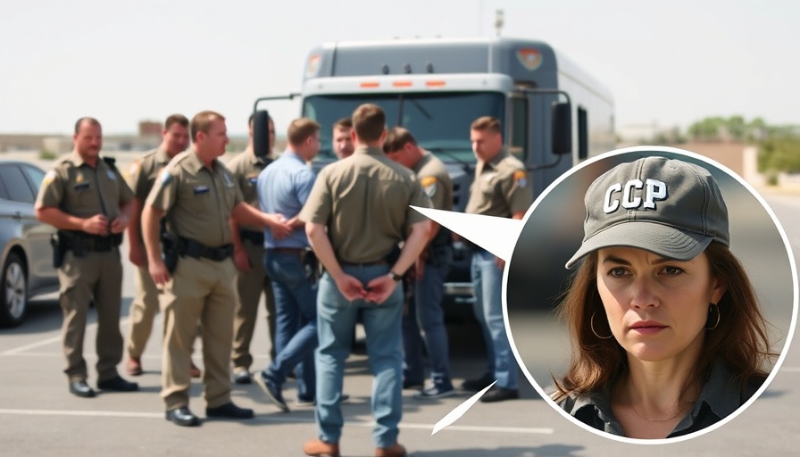 Law enforcement officers detaining individual related to social media threats against ICE