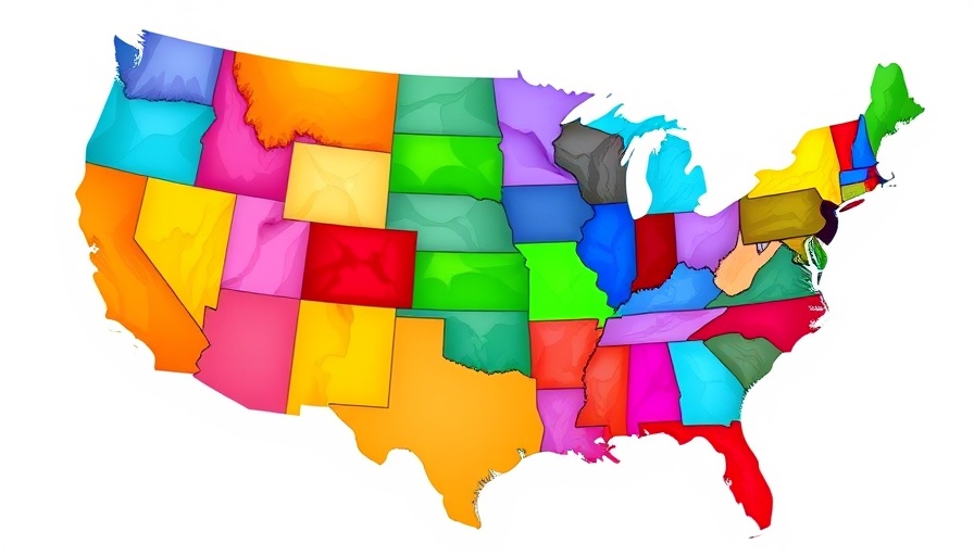 Abstract map of the United States in vibrant colors highlighting diversity.