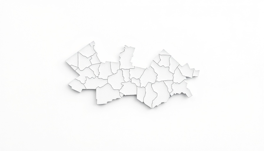 Abstract map shape depicting heat conditions in Texas prisons.
