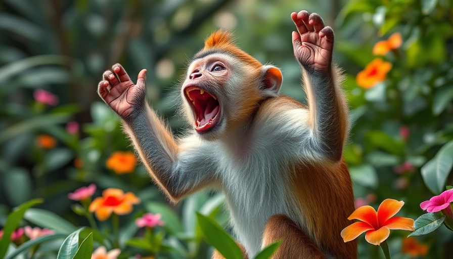 Energetic monkey highlighting yodelling abilities.