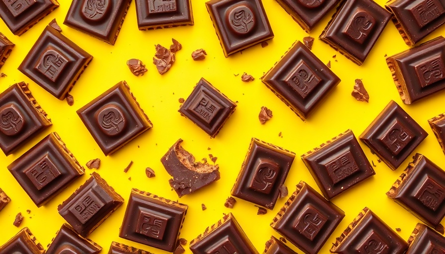 Chocolate pieces on yellow background; chocolate bar recall.