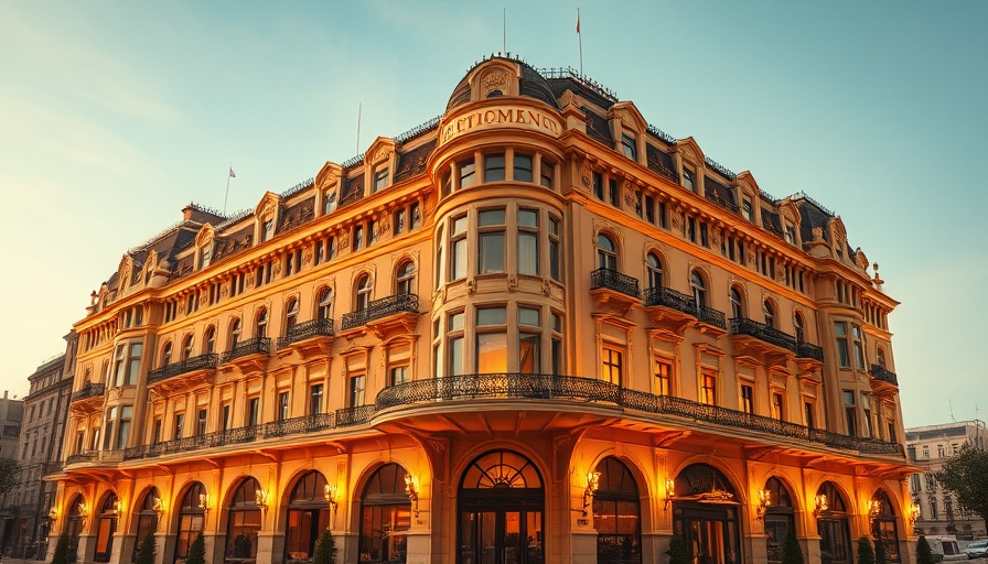 Historic hotel in San Antonio with warm lighting