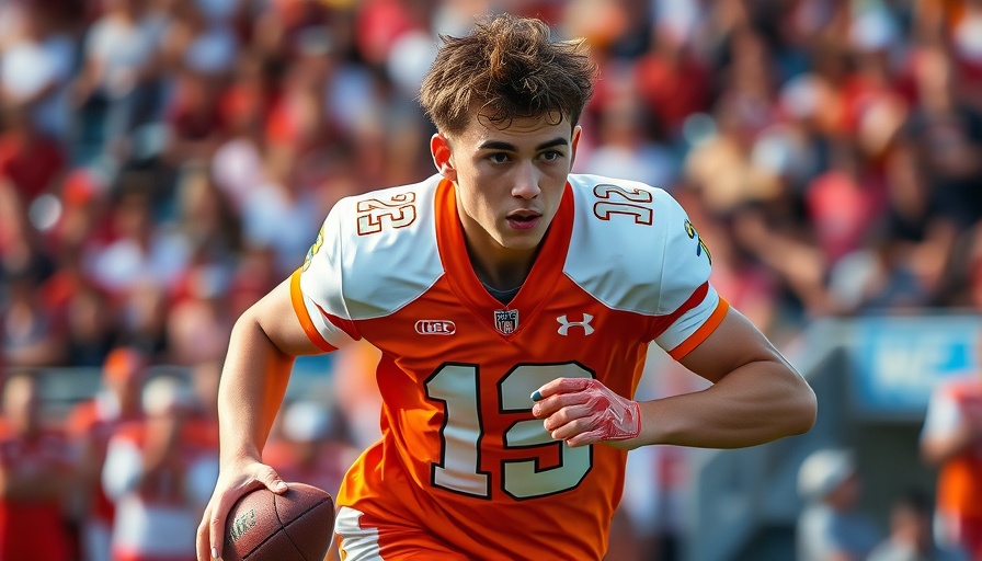 Football player in Texas uniform running during game, focused action.