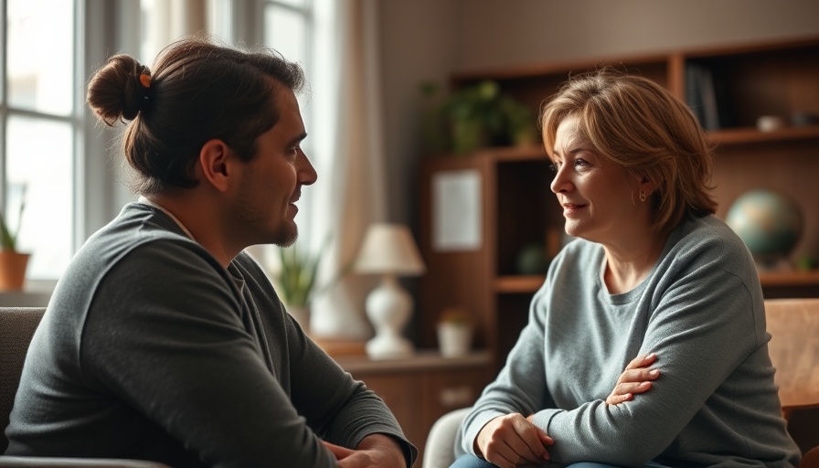 Mental health crisis intervention scene in a comforting office.