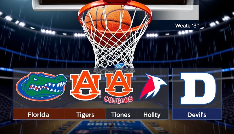 San Antonio Breaking News: Final Four basketball game announcement with team logos and weather.