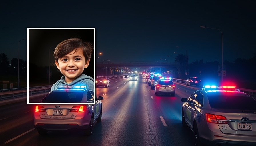 Gulf Freeway nighttime scene with police lights; young mother and child.