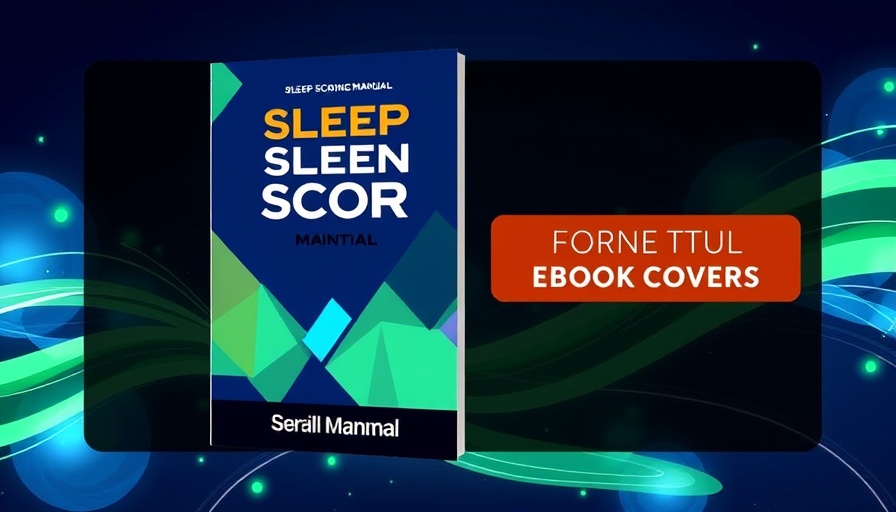 Promotional banner for sleep scoring eBook, vibrant digital design.