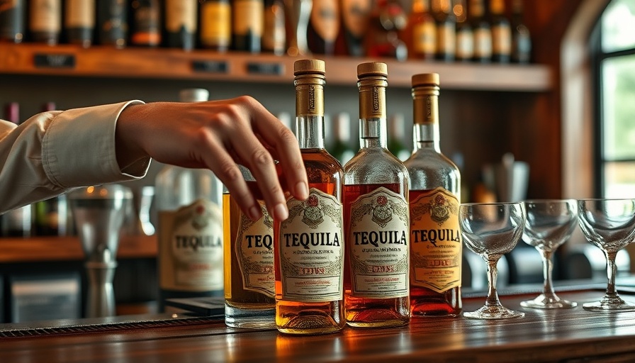 High-proof tequila bottles showcased by bartender in Fort Worth bar.