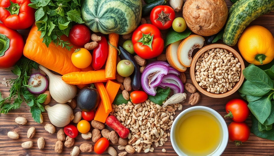 Vibrant ingredients for Planetary Health and Mediterranean Diet benefits.
