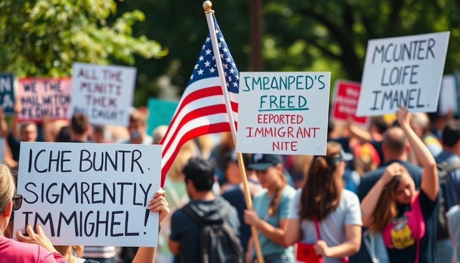 Protesters advocating for mistakenly deported immigrant return, outdoor rally.