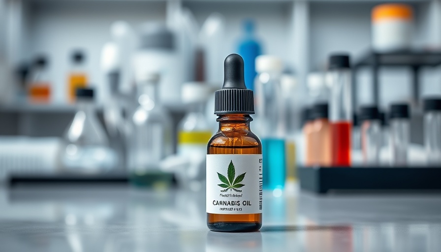 Cannabis terpenes pain relief oil in a lab, with scientific equipment.